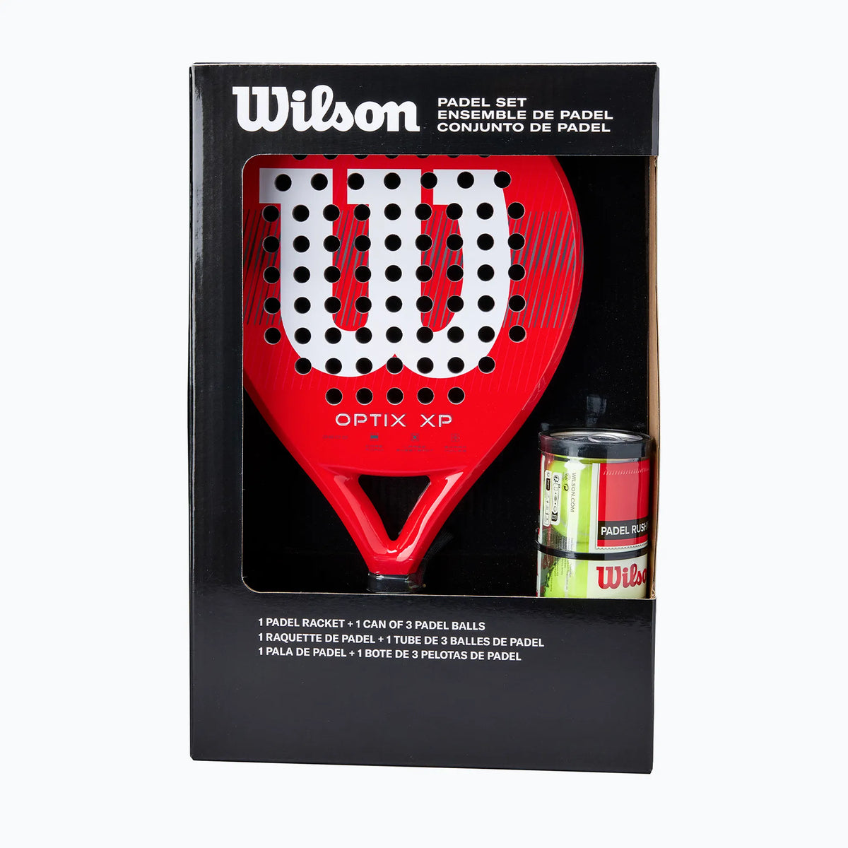 Wilson Padel Set - Optix XP Padel Racket + Tube of 3 Padel Balls
