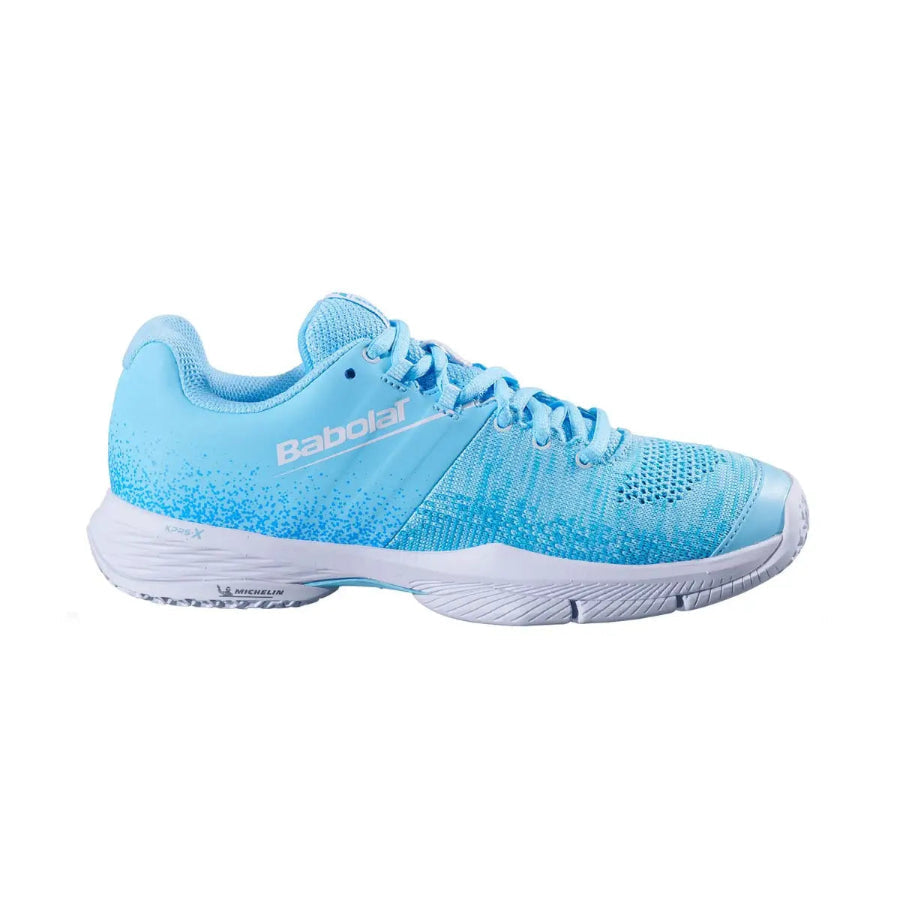Babolat Sensa Women's Padel Shoes Sky Blue/Tigerlily - side view